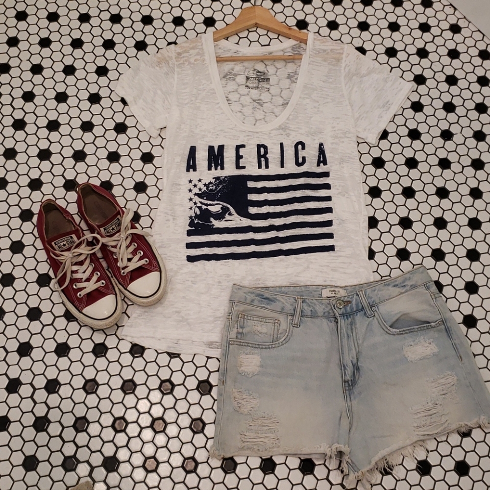 White AMERICA Metal Mulisha Burnout Tee
